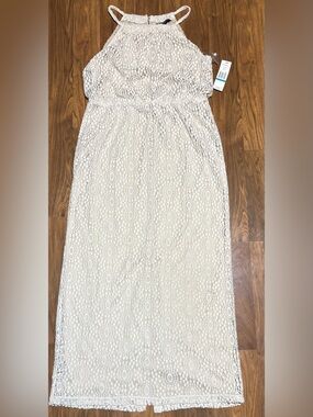 Sharagano Beige Lace Maxi dress